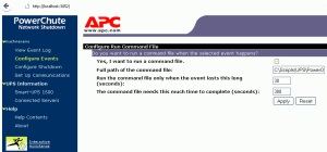 PCNS Configure Events Command File