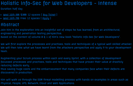 Holistic Info-Sec for Web Developers Training